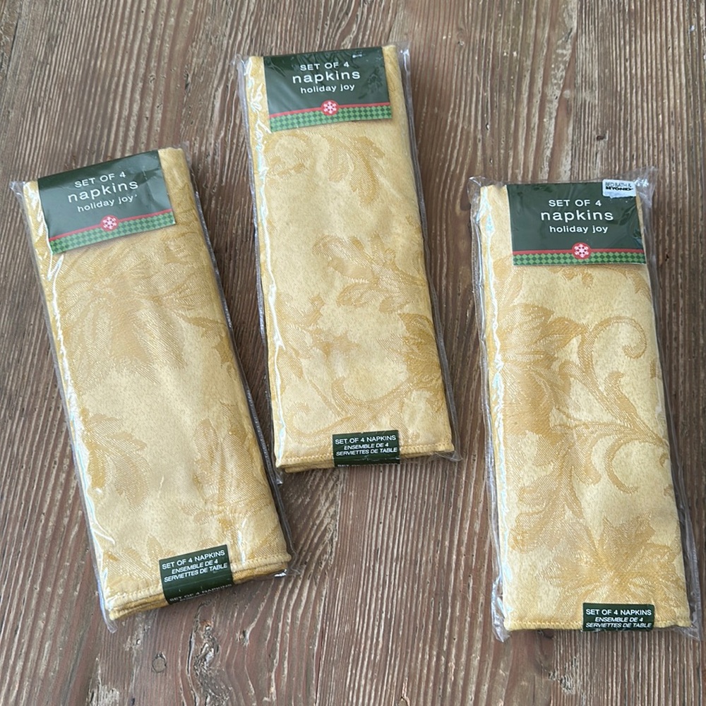Cloth Napkins Gold Color Set of 4 in pkg (total available 3 for 12 napkins)